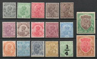 India Kgv 17 Different Stamps,  Values To 2r