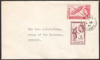 Sarawak 1962 Qeii 8c,  4c On Cover To Kuching With Simunjan Postmark