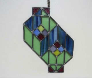 Vintage Hanging Window Panel Stained Glass Sun Catcher Hand Crafted Antique