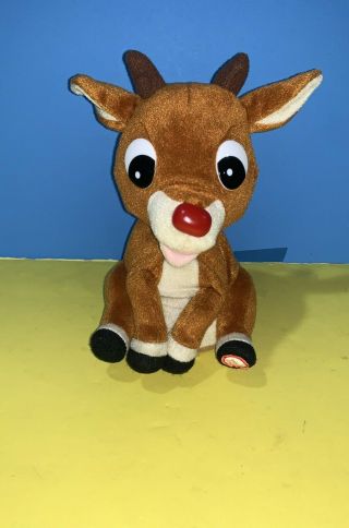 Christmas Gemmy Rudolph The Red Nosed Reindeer Singing Light Up 8 " Plush Toy