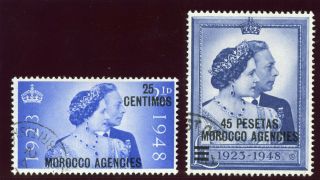 Morocco Agencies 1948 Kgvi Silver Wedding Set Complete Vfu.  Sg 176 - 177.