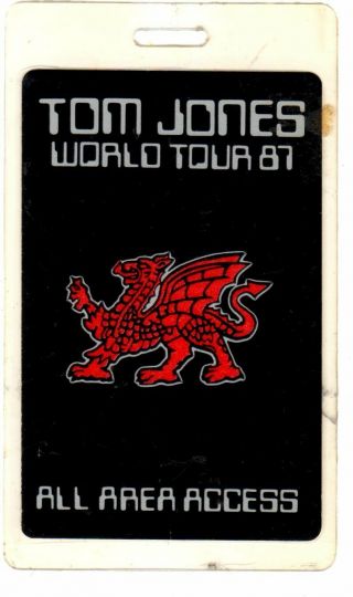 Tom Jones 1987 Tour Laminated Backstage Pass