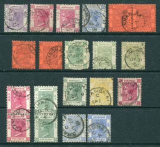 Old China Hong Kong Gb Qv 20 X Stamps With Treaty Port Shanghai Cds Pmk