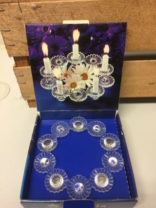 Bellis Royal Krona Sweden Glass Candle Holder Garland Of Glass Flowers Boxed