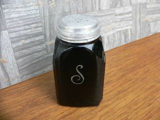 Vintage Mckee Black Glass Roman Arch S Salt Shaker Deco Depression