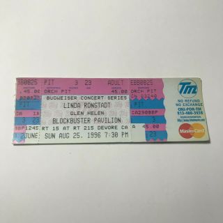 Linda Ronstadt Blockbuster Pavilion Glen Helen Concert Ticket Stub Vintage 1996