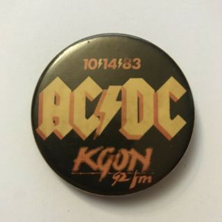 Acdc Kgon Button Lapel Hat Pin Pinback Collectible Rock Roll Vintage Early 1983