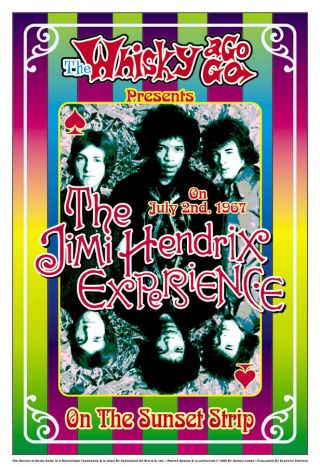 Jimi Hendrix At The Whisky A Go Go In L.  A.  Concert Poster 1967 13 3/4 X 19 3/4