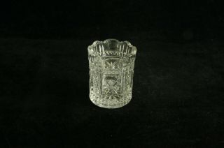 Antique Duncan Clear Glass Star In Square Pattern Toothpick Holder Eapg Rare