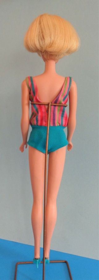 VINTAGE 1960 ' S AMERICAN GIRL LIGHT BLONDE BARBIE WITH SWIMSUIT,  HEELS & STAND 3