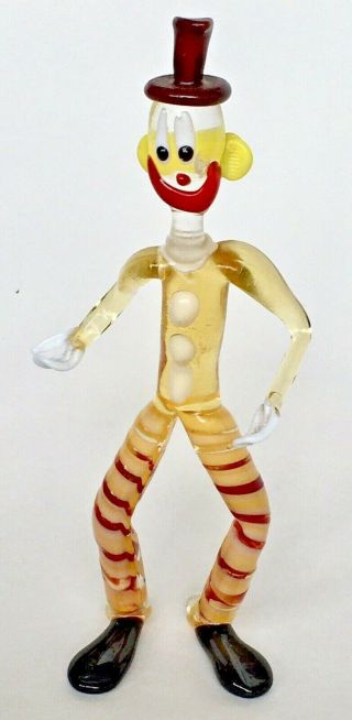 Vintage Find 5.  5 Inch Murano Style Hand Blown Glass Clown Figurine