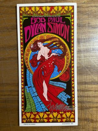 Show Poster Handbill Bob Dylan Paul Simon 1999 Art Nouveau Signed Masse