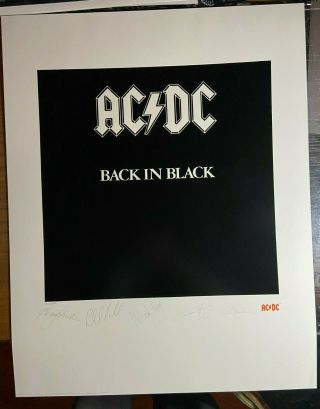 Acdc Official Back In Black Fine Art Print Lithograph Numbered W/coa 1452/2500