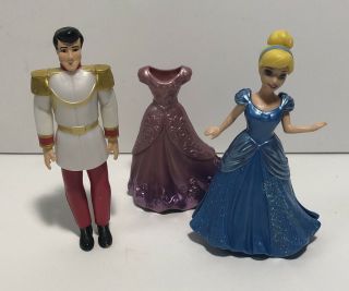 Disney Princess Magiclip Magic Clip Polly Pocket Dolls Cinderella Prince Figures