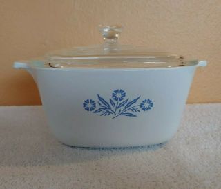 Vintage Corning Ware Cornflower Blue - 1 3/4 Quart Casserole Dish And Lid