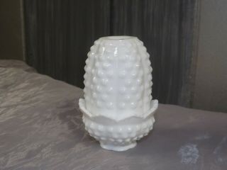 2 Piece Fenton Hobnail White Milk Glass Fairy Light Lamp Candle