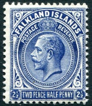 Falkland Islands - 1912 - 20 2½d Deep Bright Blue Sg 63 Lightly Mounted V31014