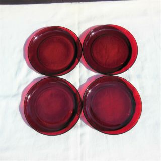 4 Anchor Hocking Royal Ruby Red Glass R4000 7 - 1/4 " Salad Plates