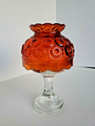 Amberina Moon And Star 2 Piece Candle Lamp / L G Wright 7 1/2 Inches Tall