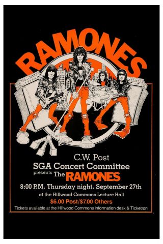 Punk: The Ramones At Brookville York Concert Poster 1978 12x18