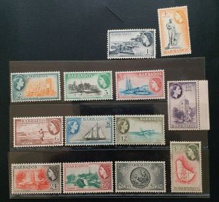 Barbados 1953 Qe Ii 1c To $2.  4 Sg 289 - 301 Sc 235 - 247 Pictrorial Set 13 Mnh
