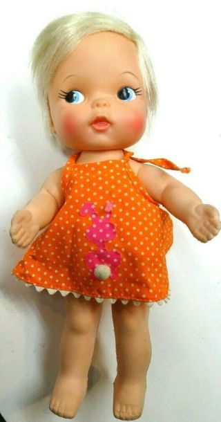 Rare Ideal 1967 10 " Honeyball Doll W/orange Bunny Dress & Pants - Foam Body