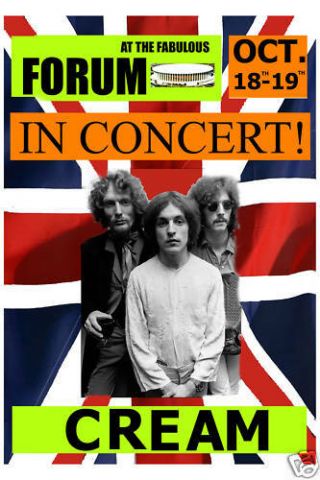 Eric Clapton With Cream At The Forum In Los Angeles Concert Poster 1968