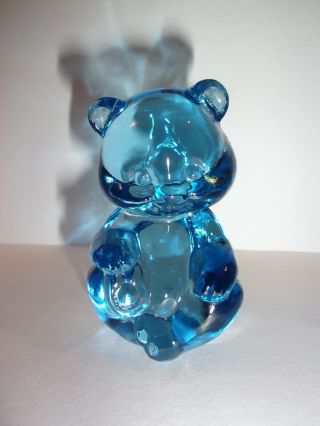 Fenton Art Glass Ice Blue Mini Bear Figurine Small