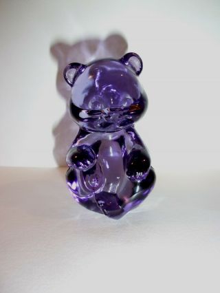 Fenton Art Glass Violet Purple Mini Bear Figurine Small