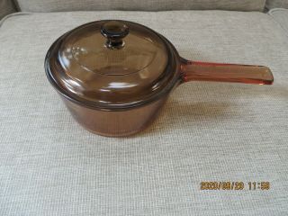 Corning Ware Visions Amber Sauce Pan With Lid,  1.  Liter - V - 1.