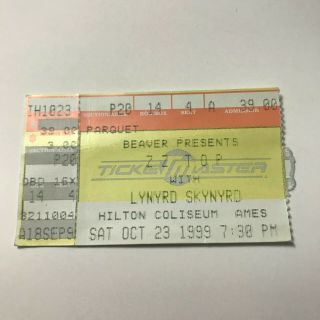 Zz Top With Lynyrd Skynyrd Beaver Presents Concert Ticket Stub Vintage 1999