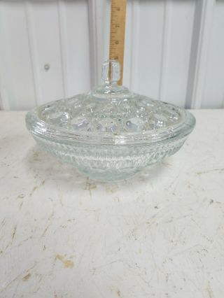 Vintage Windsor Pattern Clear Crystal Glass Candy Dish Bowl With Lid