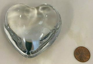 Vintage Baccarat Heart French Crystal Paperweight - Signed W/scratches