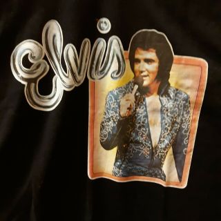 Vintage 70 ' s Elvis Presley T - shirt Black with Elvis ' s pic.  Qty: 1 size medium 3