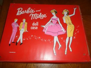 Vintage 1963 Mattel Barbie And Midge Doll Case/3 Dolls/filled With Treasure