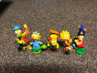 Vintage Simpsons Burger King Camping Adventures Pencil Toppers 1990 Complete Set