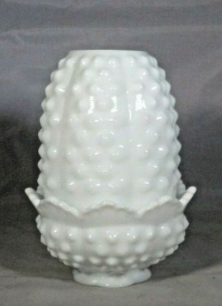 Fenton Fairy Lamp White Milk Glass Hobnail Signed 4.  5 " Tall Vintage