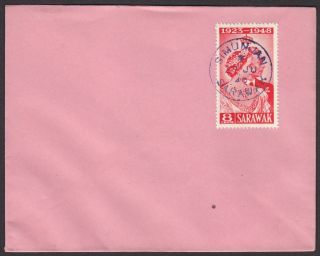 Sarawak 1949 Kgvi 8c On Unaddressed Cover With Simunjan Violet Postmark