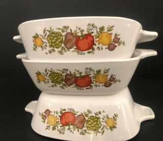 Set 3 Vintage Corning Ware Spice Of Life 1 - 3/4 Cup Small Casserole Dish P - 41 - B