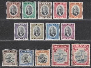 Grenada 1951 King George Vi Set Mostly Sg172 - 184 Cat £38