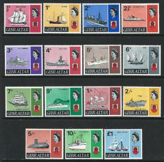 Gibraltar 1967,  Ships - Definitive Set Of 15 Sg200/13 Mnh