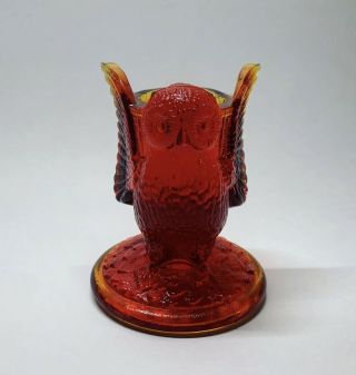 Rare Vintage Westmoreland Glass Red / Amberina Glass Flying Owl Toothpick Holder