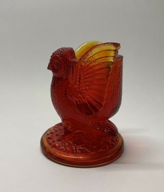 Rare Vintage WESTMORELAND GLASS Red / Amberina Glass FLYING OWL TOOTHPICK HOLDER 2