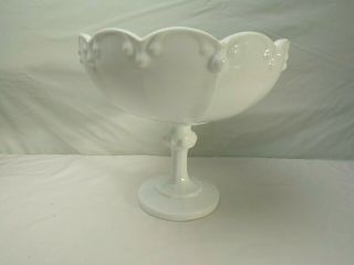 Vintage 7.  5 " White Milk Glass Pedestal Compote Centerpiece