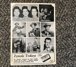 1947 Zymole Trokeys Calendar Country Music Grandpa Jones Bill Carlisle Delmore