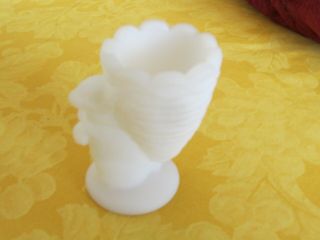 Fenton Egg Cup Or Toothpick Holder,  Rabbit / Bunny,  White Satin Glass