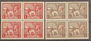 Gb Great Britain Sg 432/3,  Kgv 1925 Wembley Set In Block Of 4 Mnh (2 Scans).