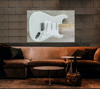 Jimi Hendrix Fender Stratocaster Guitar Wall Art 24 " X 16 " Wide Poster