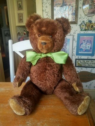 HUGE Antique vintage 1940s German brown mohair Teddy bear 24in VGC, 2