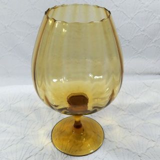 Vintage Empoli Amber Italian Art Glass Paneled 10.  5 